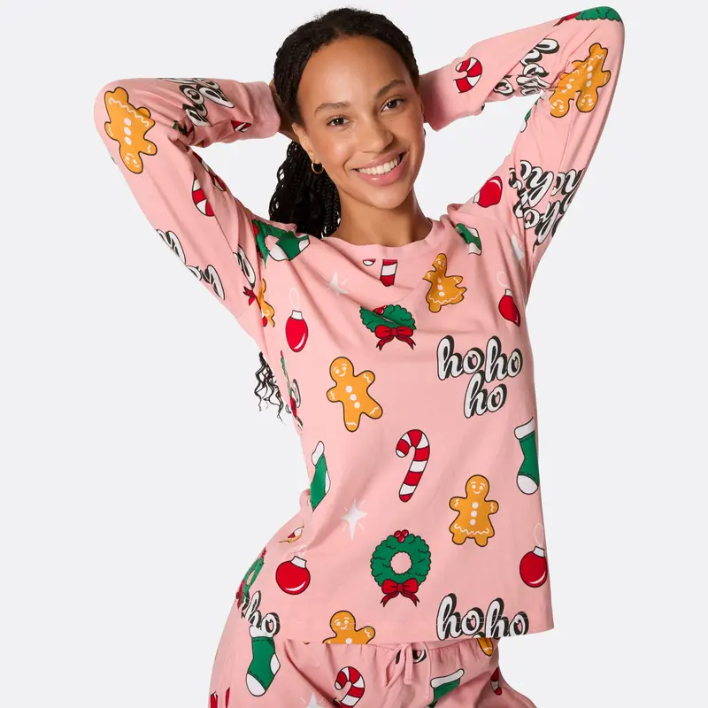 Roze Hohoho Kerstpyjama Dames