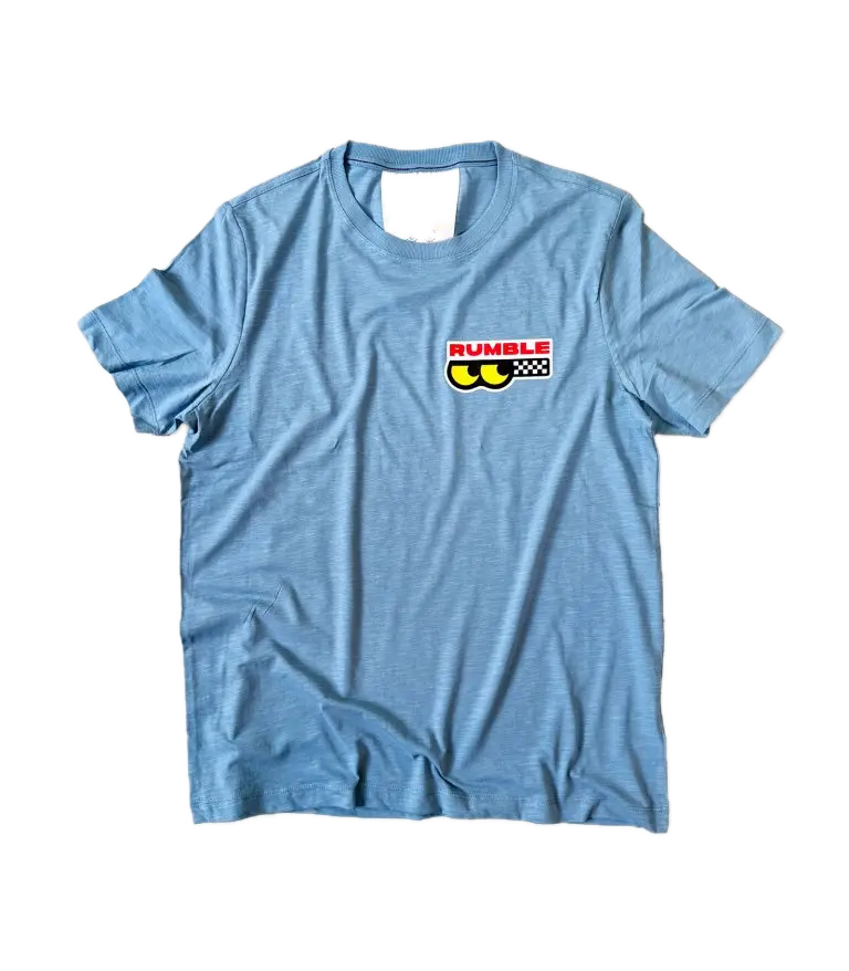 Rumble Goggle Eyes Cool Blue Slub T-Shirt