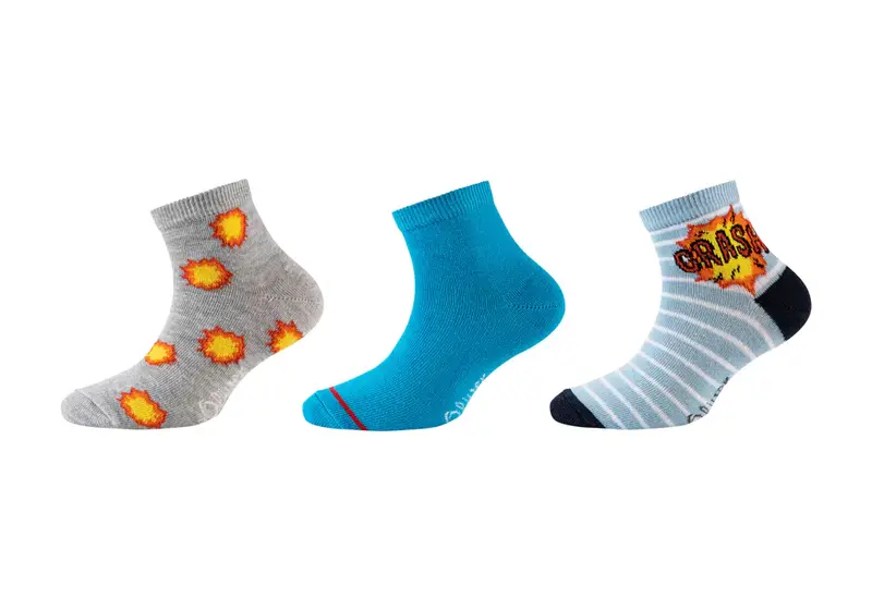 S.Oliver - Kinderen Enkel Sokken - Crash / Blauw - Grijs 3 Pack