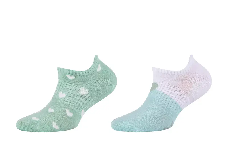 S.Oliver - Kinderen - Footie - Hartjes / Groen - Oud Roze  2 Pack