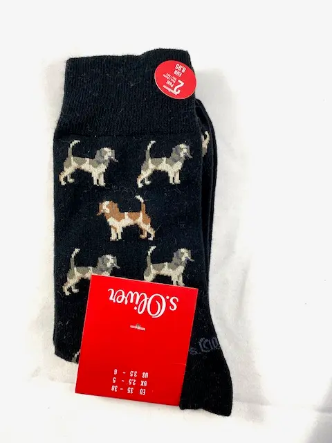 S.Oliver - Lange Sokken - Honden Design / Zwart - Navy 2 Pack