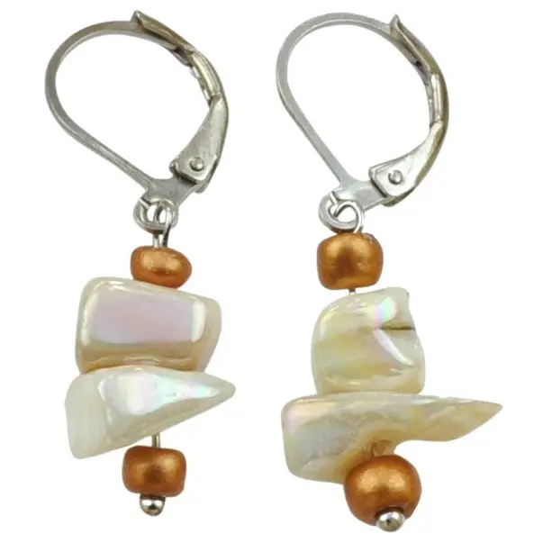 Schelpen oorbellen Shell Cube AB Gold