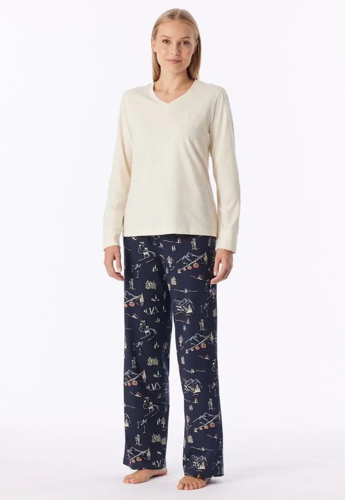 Schiesser pyjama long family seasalt dames