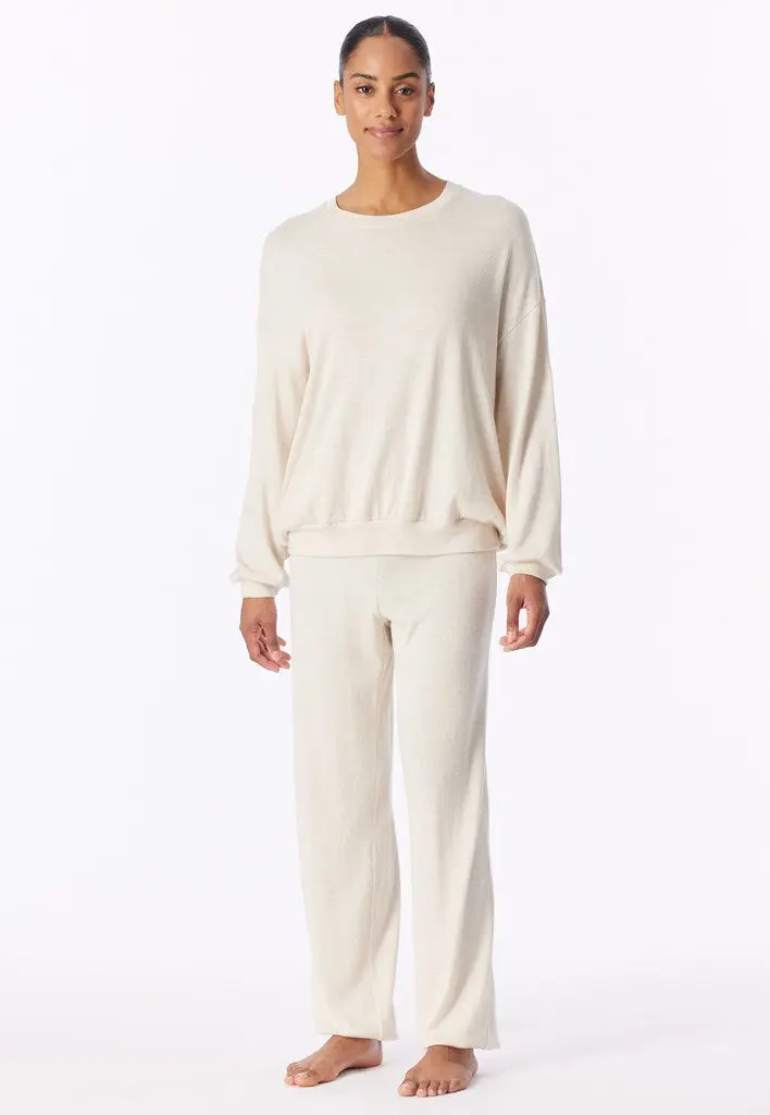 Schiesser pyjama long mix + relax beige melange dames