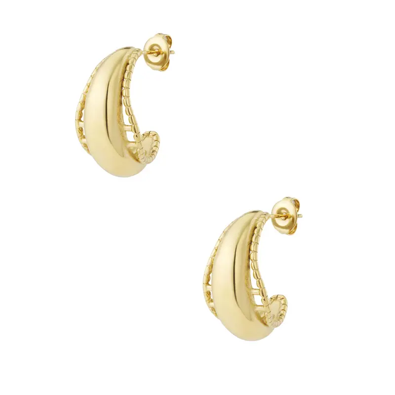 Sculpted Hoop Oorbellen Goudkleurig