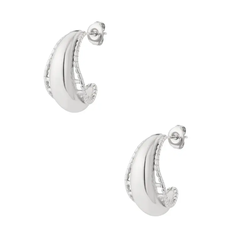 Sculpted Hoop Oorbellen Zilverkleurig