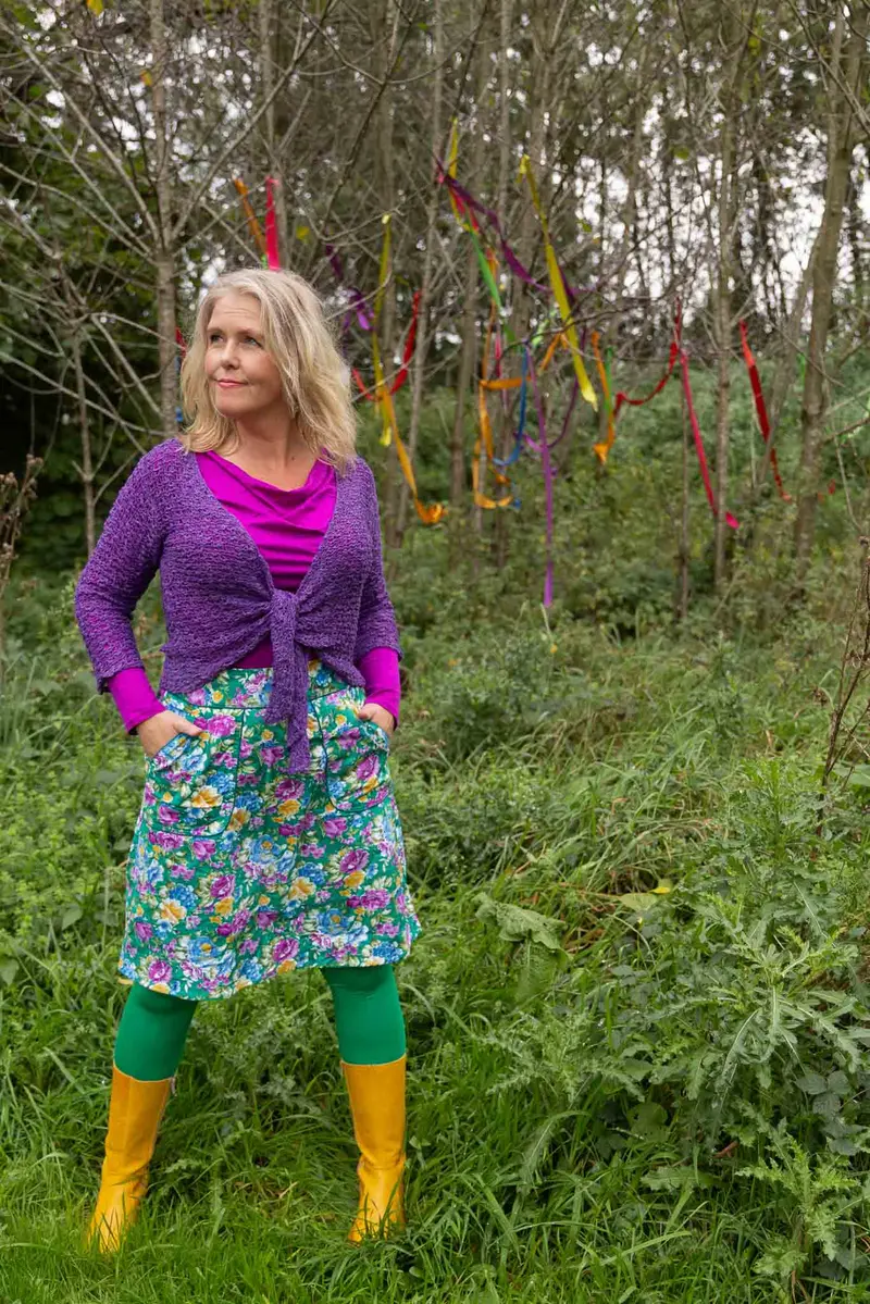 Sherry cotton corduroy skirt - flower garden green