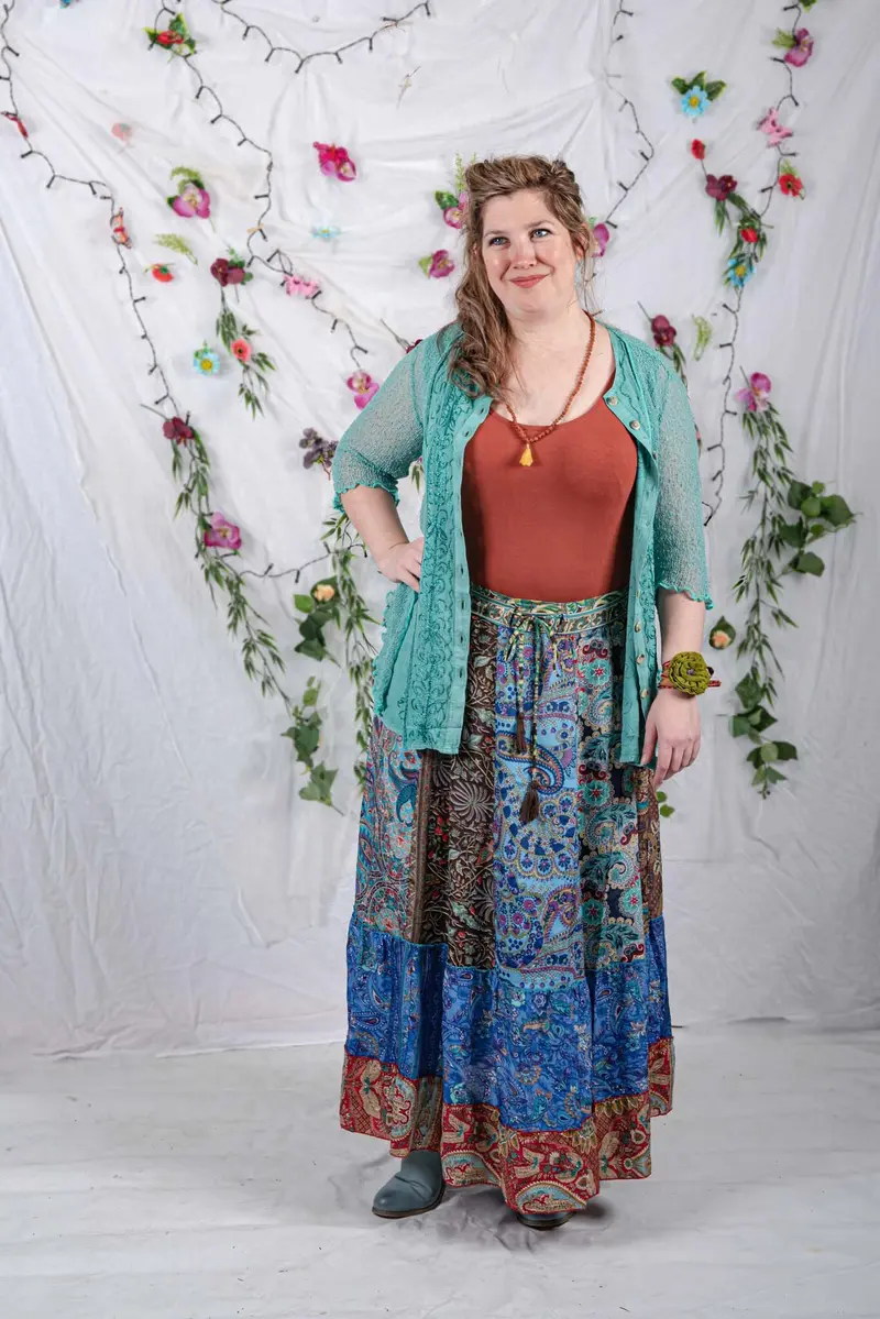 Silkmix handmade boho skirt- patchwork design- made by Tantilly