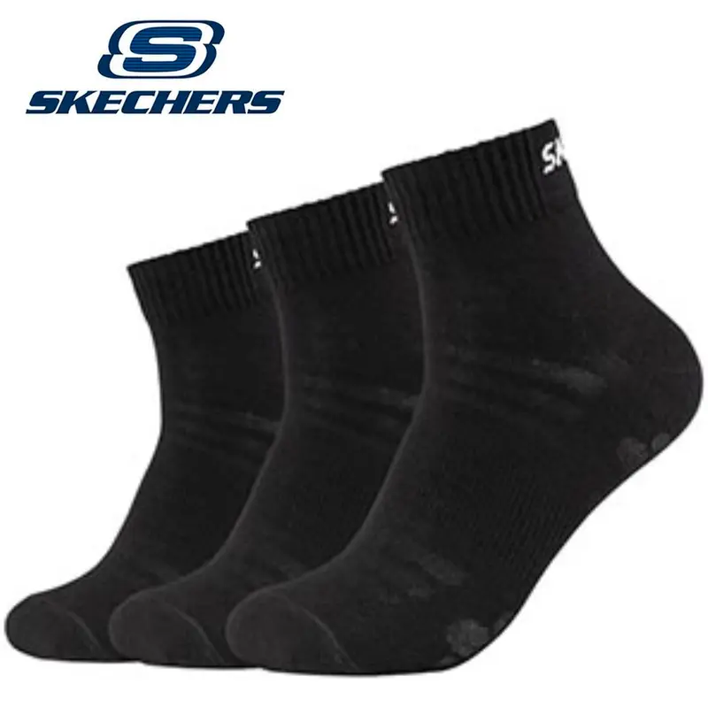 Skechers - Basic Quarters - Mesh Ventilation - Zwart Wit Grijs Navy 3 Pack