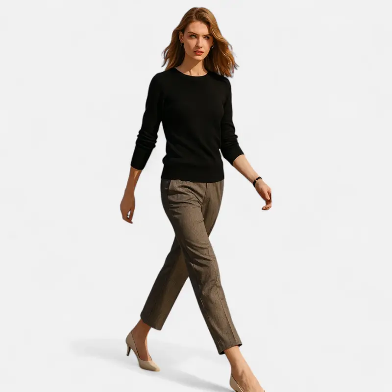 Slim Fit Trui met Ronde Hals voor Dames