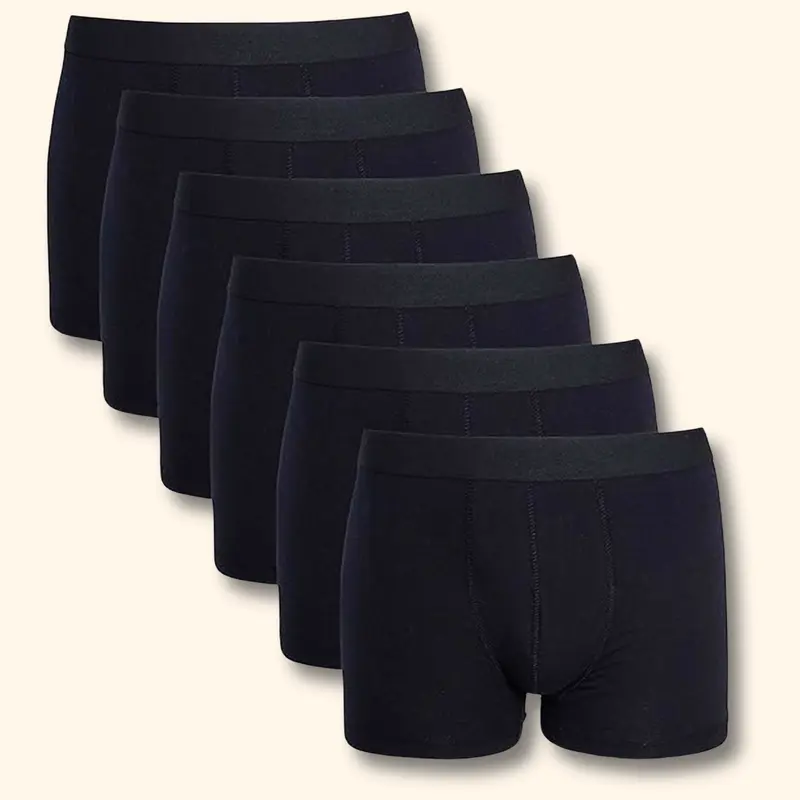 Sock Stack MB03 Black Cotton Stretch Boxer Shorts Pack Of 6 For Men Comfort Fit Soft Waistband Everyday Cotton Rich