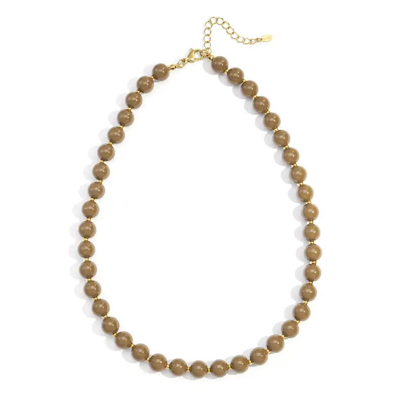 Soft Brown Acryl Ketting Goudkleurig