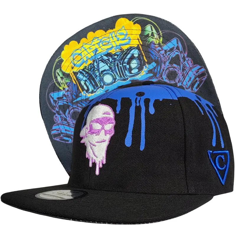 Spray Snapback - Black/Blue Graffiti Spray