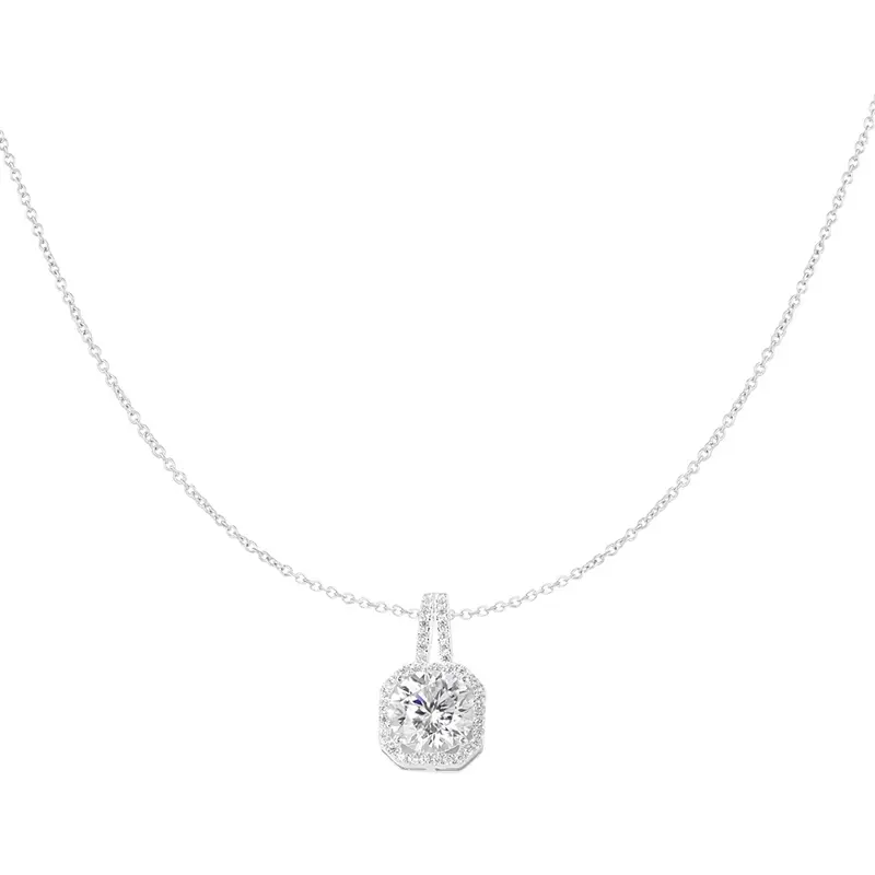 Square Stone Ketting Zilverkleurig - 925 silver