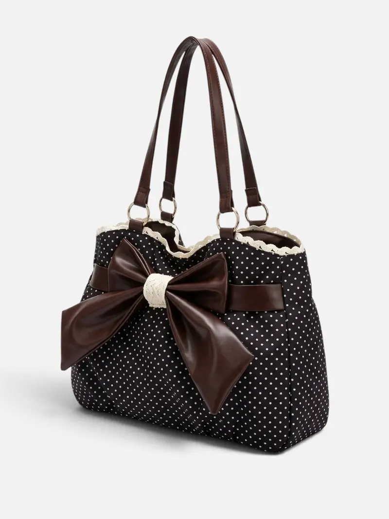 Stippen Shopper voor Dames met Strik en Kanten Rand