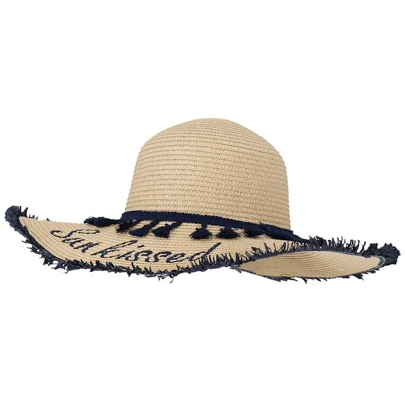 Strandhoed beige-blauw. Maat