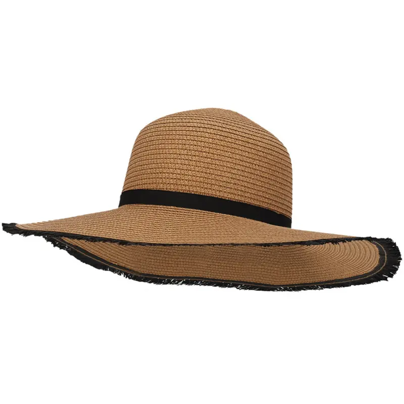 Strandhoed effen camel. Maat