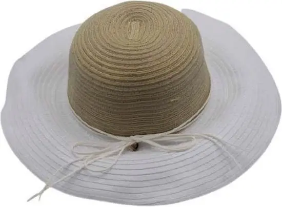 Strandhoed wit-beige. Maat