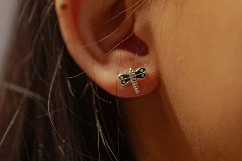 Stud earrings - 925 sterling silver earrings- libelle black