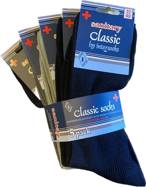 Style Socks - Classic - Cotton / Beige Mix - Navy Mix 5 Pack