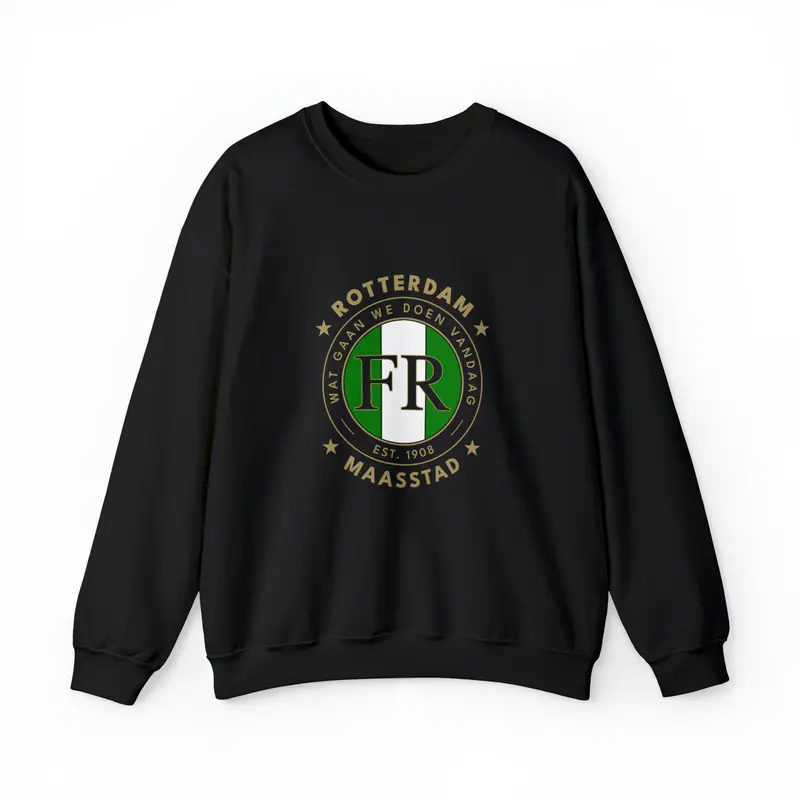 Sweater loose regular zwart - FR- Wat gaan we doen vandaag - logo voor groot