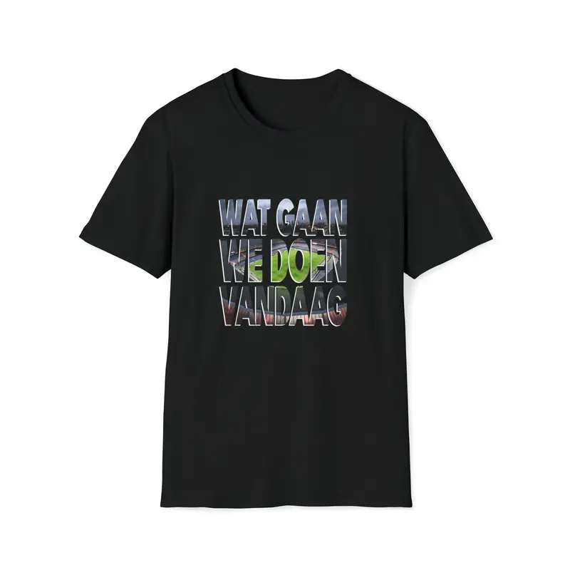 T-shirt regular zwart - de Kuip - Wat gaan we doen vandaag - logo voor groot