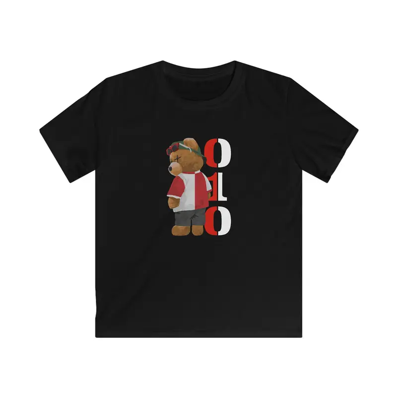 T-shirt regular zwart - kids - FR - 010 beer - logo voor groot