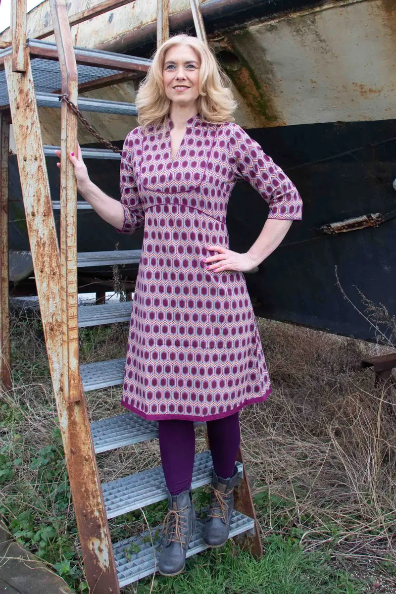 Tantilly's Bellflower cotton dress - retro purple