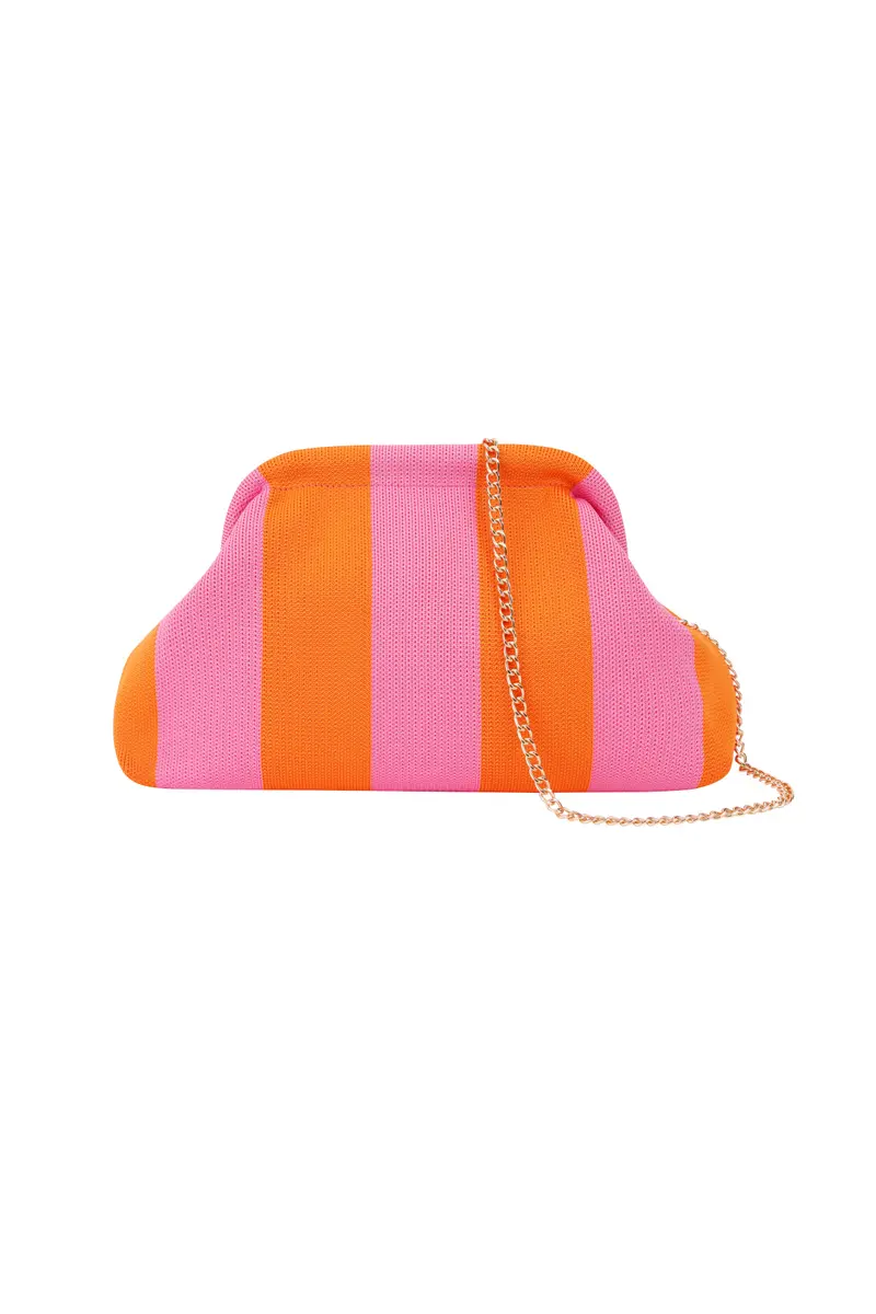 Tas Gestreepte Clutch - Zwart, Rood, Oranje of Roze