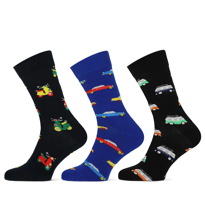 Teckel - Limited Edition - Kindersokken - Car / Zwart Navy Blauw 3 Pack