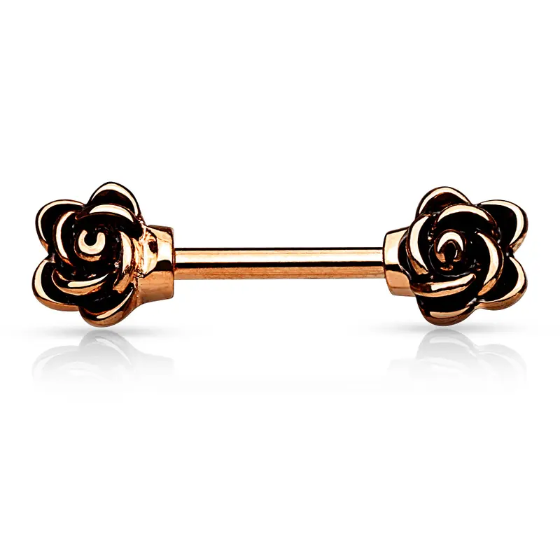 Tepelpiercing Bloem Rosé - Chirurgisch staal & Brass