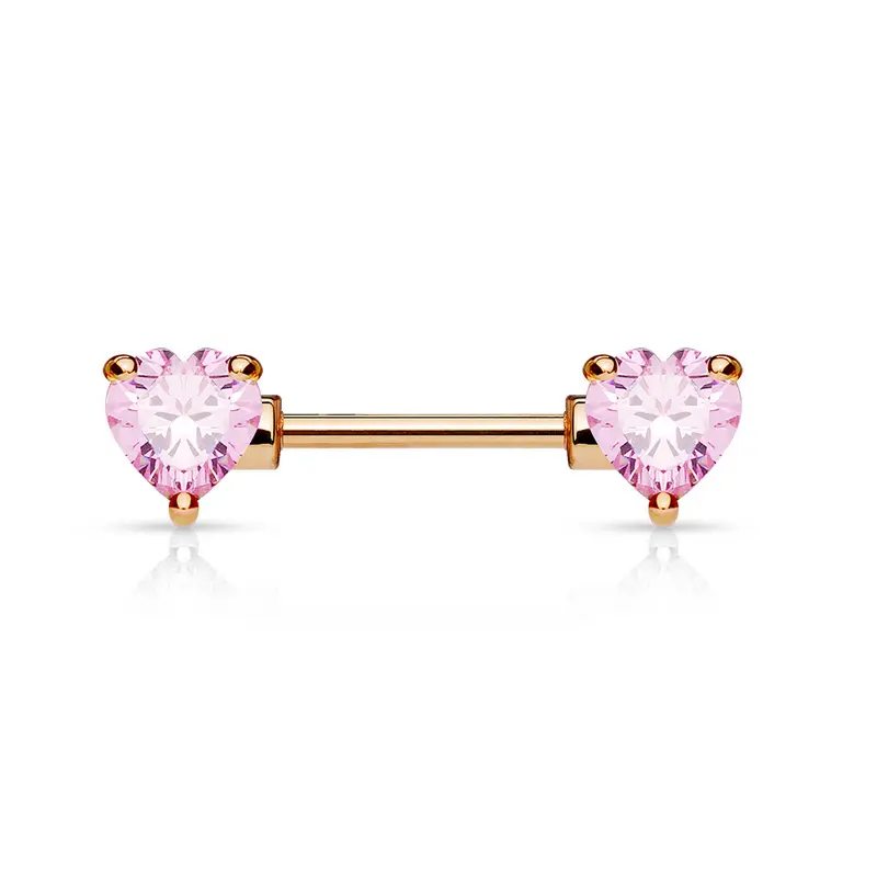 Tepelpiercing Pink Heart Rosé - Chirurgisch Staal