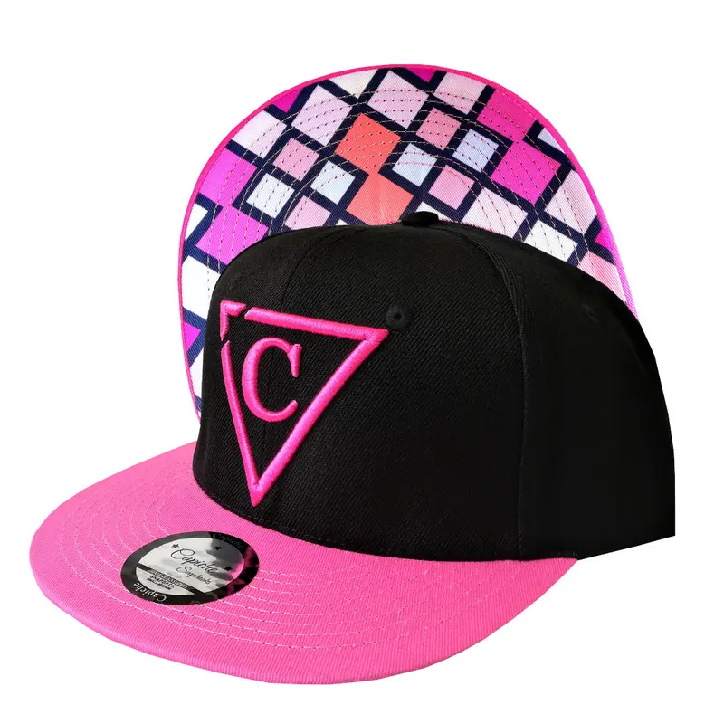 The Grid Snapback - Black/Pink