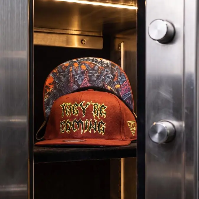 They're Coming Snapback - Rust Red Felt Fabric