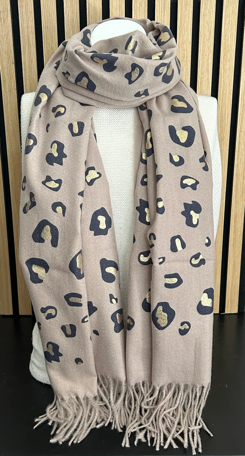Tijger sjaal beige-zwart
