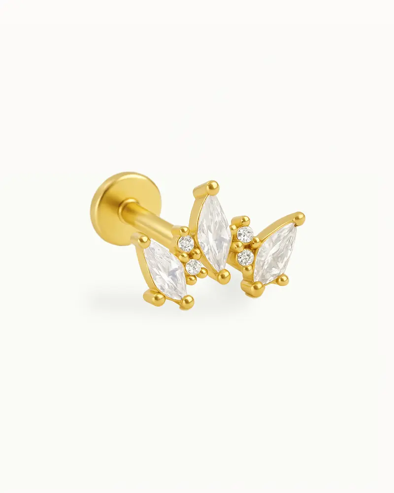 Titanium Chunky Piercing met Kristallen - Jade