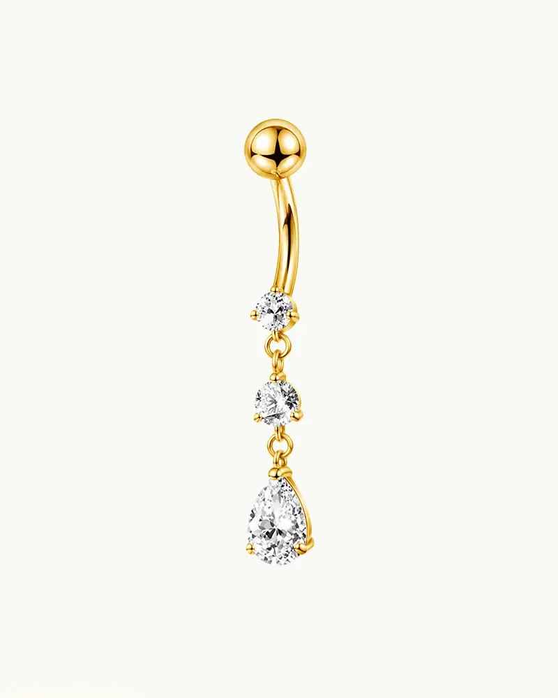 Titanium Navelpiercing Druppel Hanger met Steentjes - Lilou