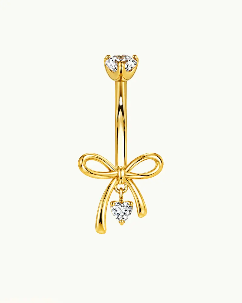 Titanium Navelpiercing Strik met Hartje - Lode