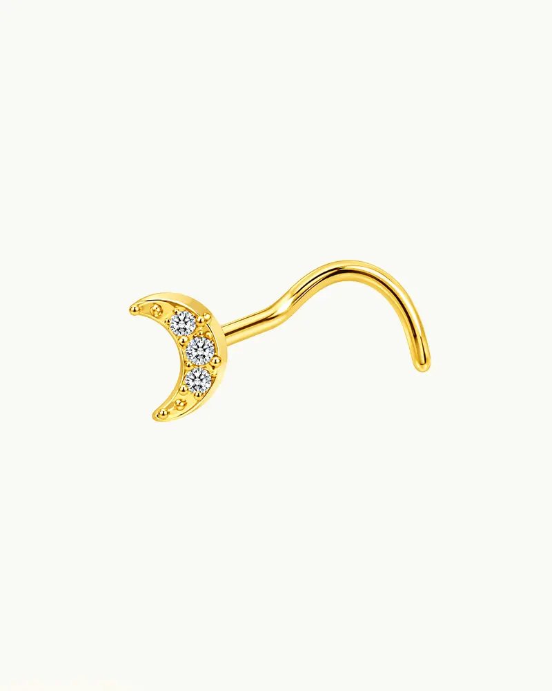 Titanium Neuspiercing Maan met Steentjes - Patricia