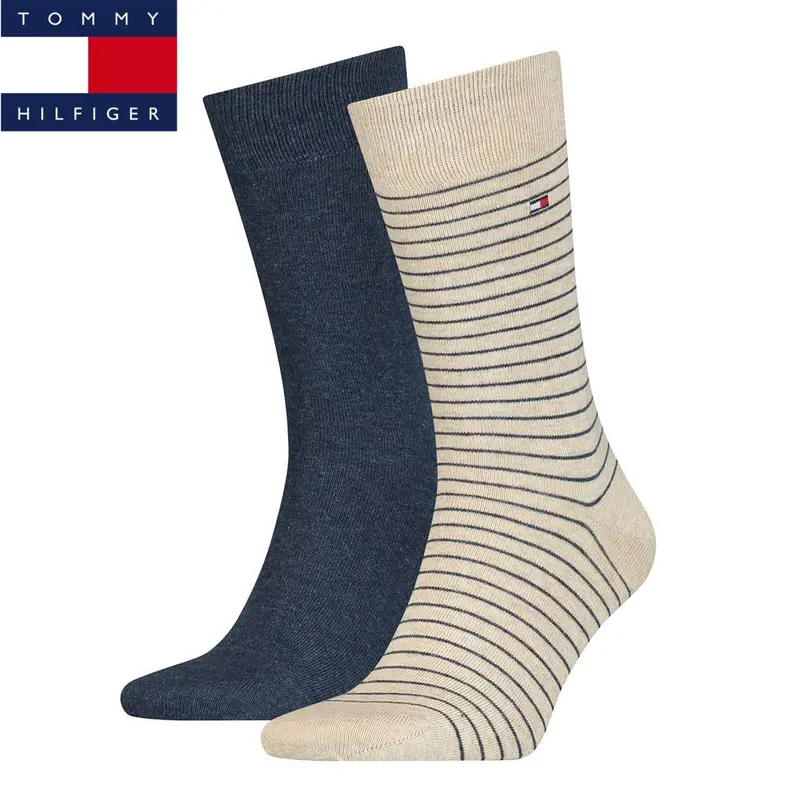 Tommy Hilfiger - Herensokken 2P Small Stripe/ Beige Melange