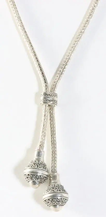 Traditionele zware zilveren vossenstaart schakel ketting met bewerkte pegels