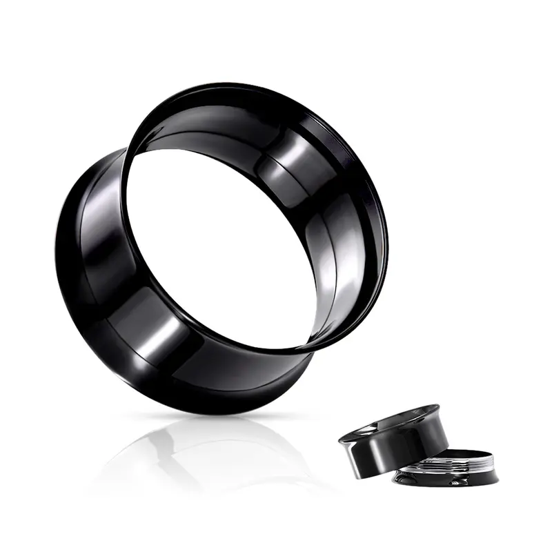 Tunnel Dubbel Flared Screw Zwart – Chirurgisch Staal