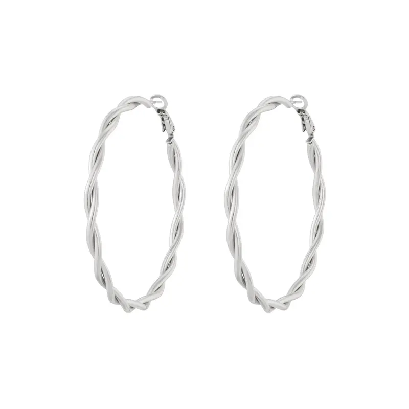 Twisted Hoops Oorbellen Maat L Zilverkleurig