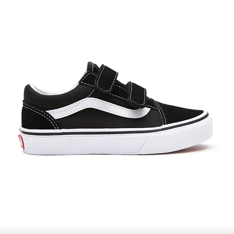 Vans Old Skool Velcro Kinderschoenen Black White 4-8 Jaar