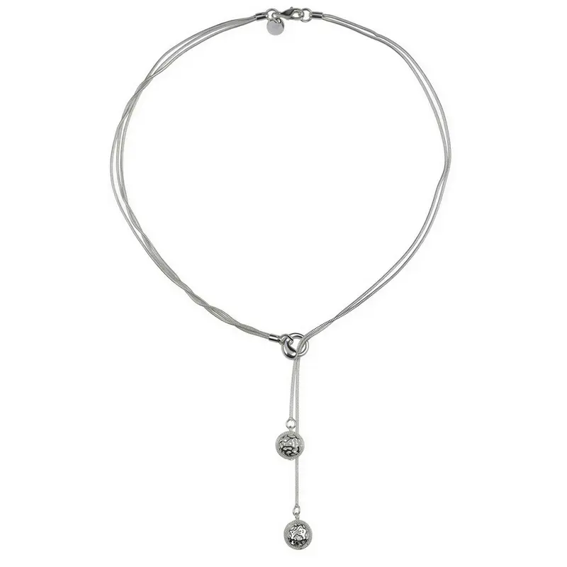 Verzilverde ketting Silver Two Balls