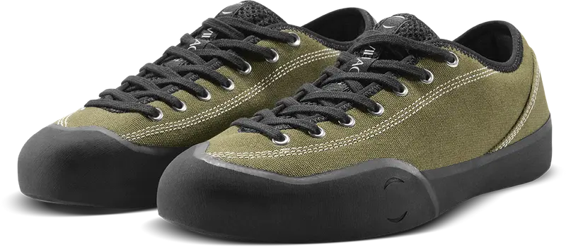 Village PM - 1.30PM Low-Top Canvas Skate Shoe – Olive / Natural Black