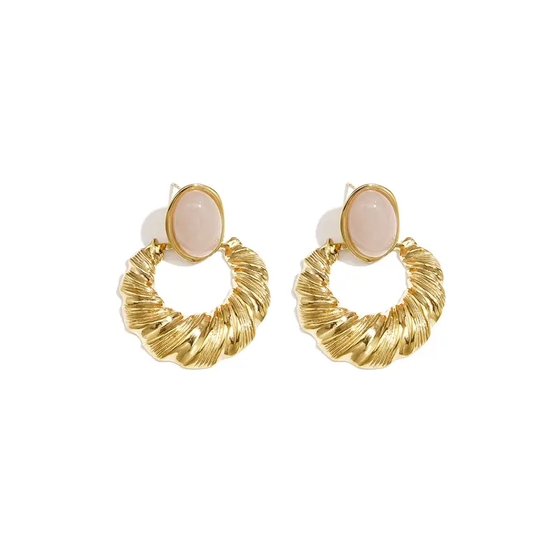 Vintage Gold Hoop Beige Oorbellen