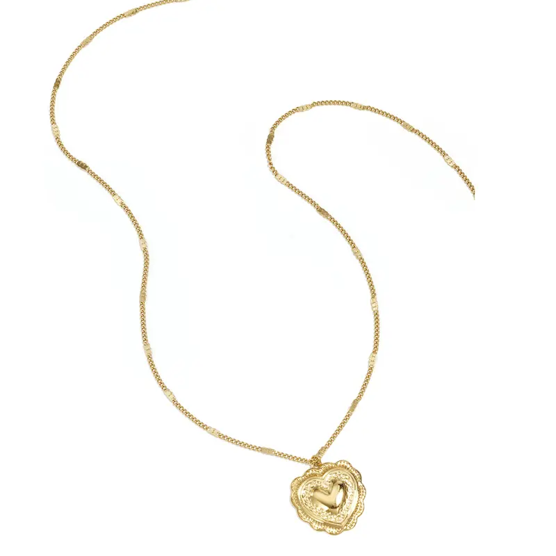 Vintage Heart Charm Ketting Goudkleurig