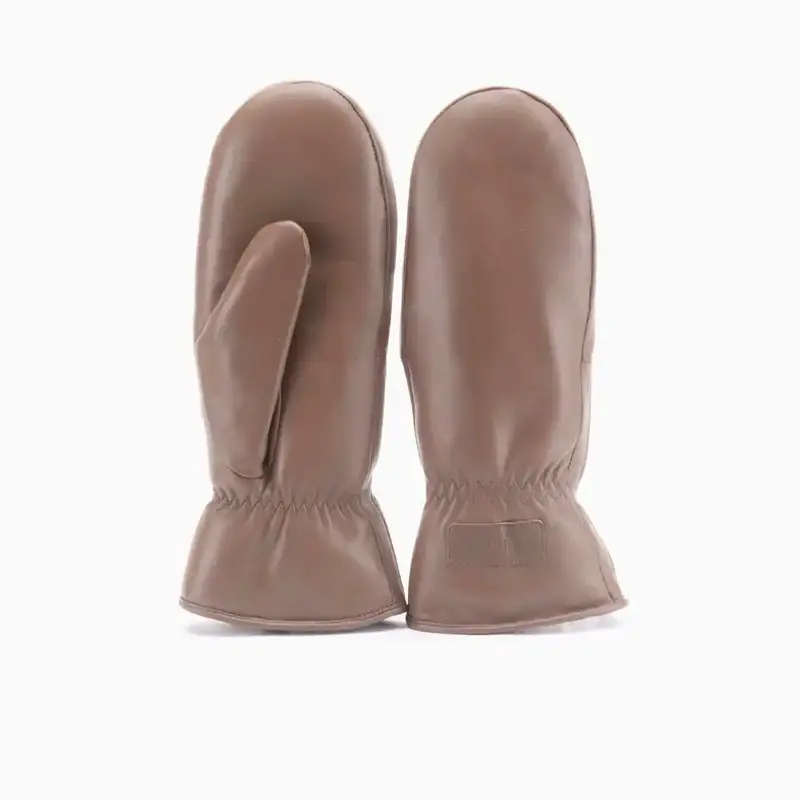 Wanten Dames Leather Taupe