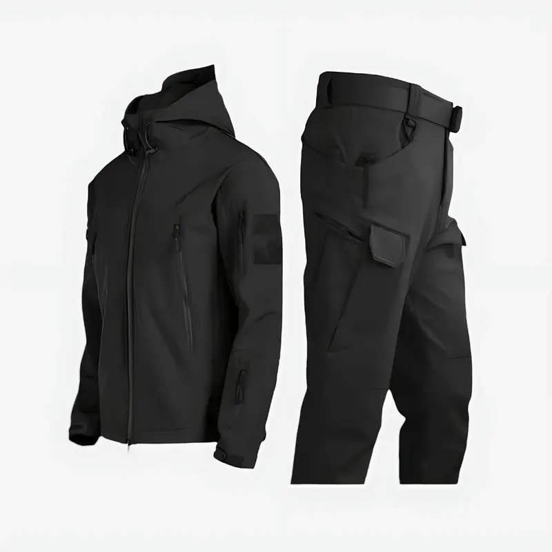 Waterdichte tactical set met capuchonjack en cargobroek